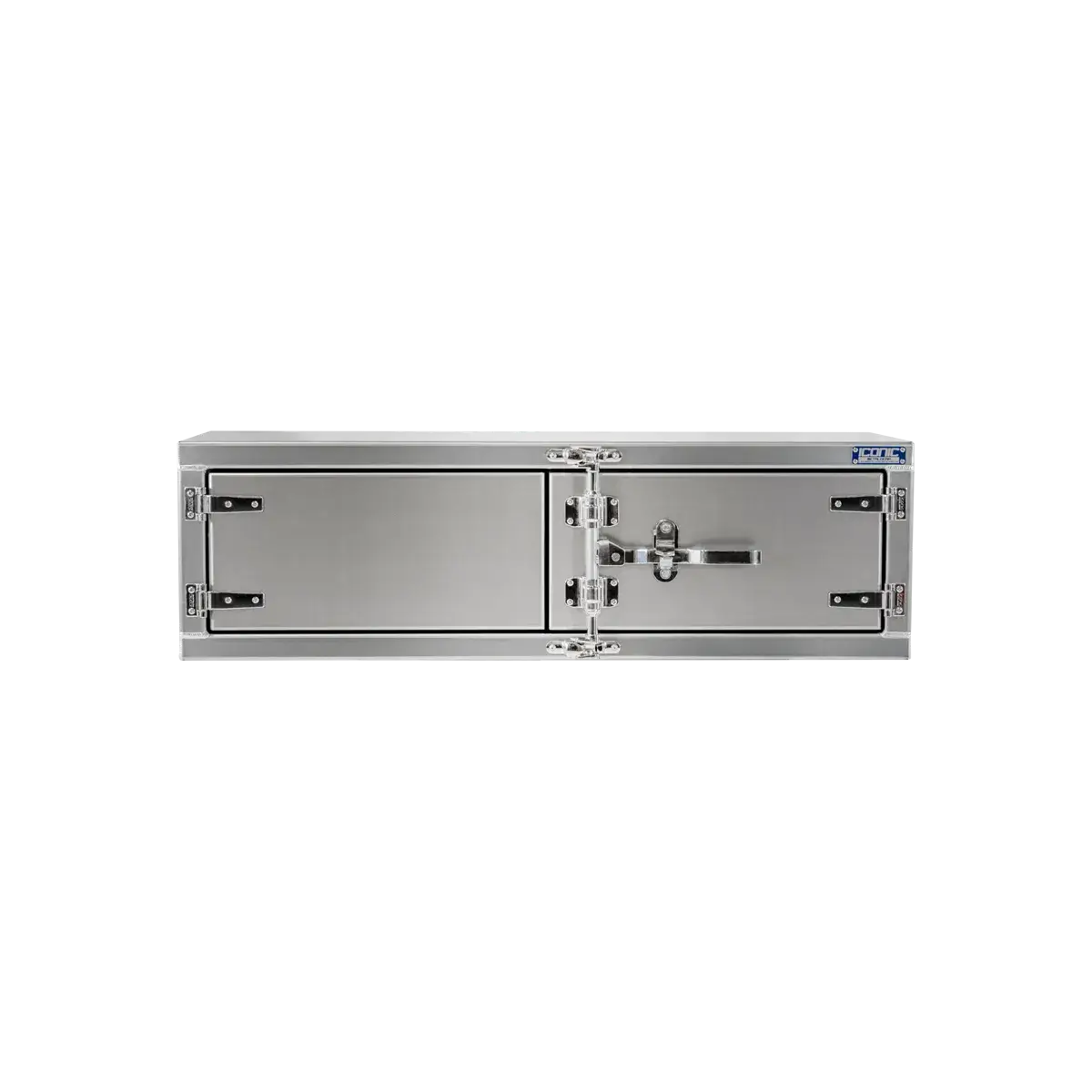 Cam-Lock Box Aluminum Smooth w/Polished Stainless Steel Dual Barn Door 60" Width x 18" Height x 24" Depth