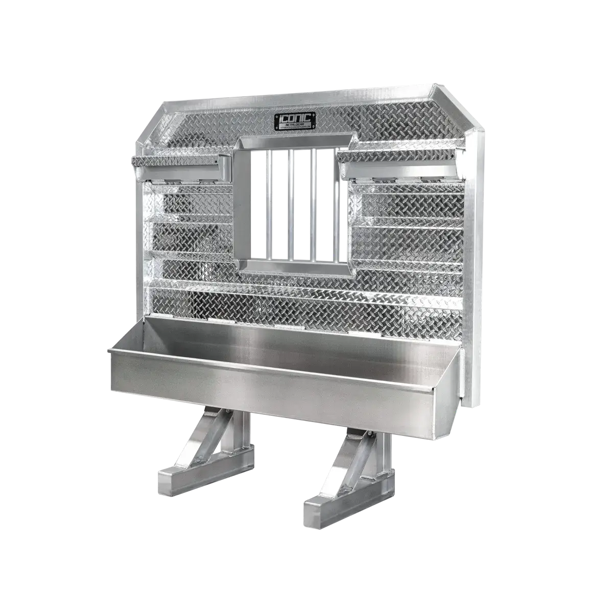 Cab Rack 86" Wide Std. Flat Headache Rack x 68" High, w/ Jail Bar Window, Full Tray & (2) Chain Hangers 86" Width x 68" Height