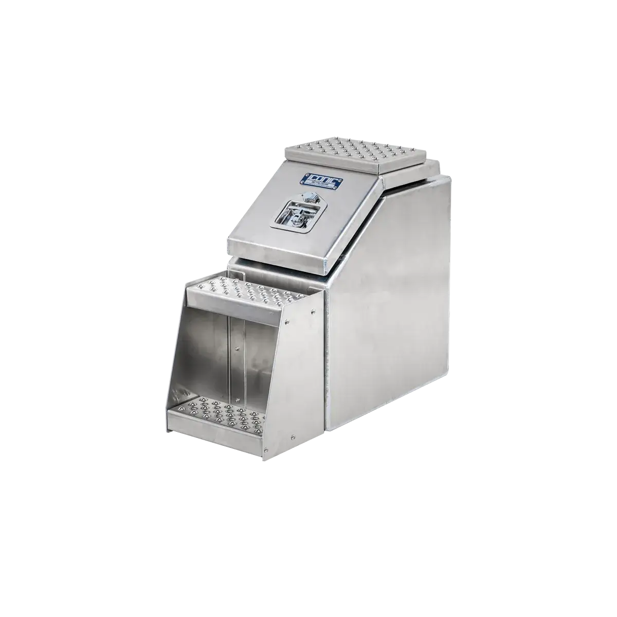 Step Box Boot Box 12" Big Mouth Step Box w/Aluminum Smooth lid *recommended used with P/N 1900 for mounting 12" Width x 24" Height x 29.13" Depth