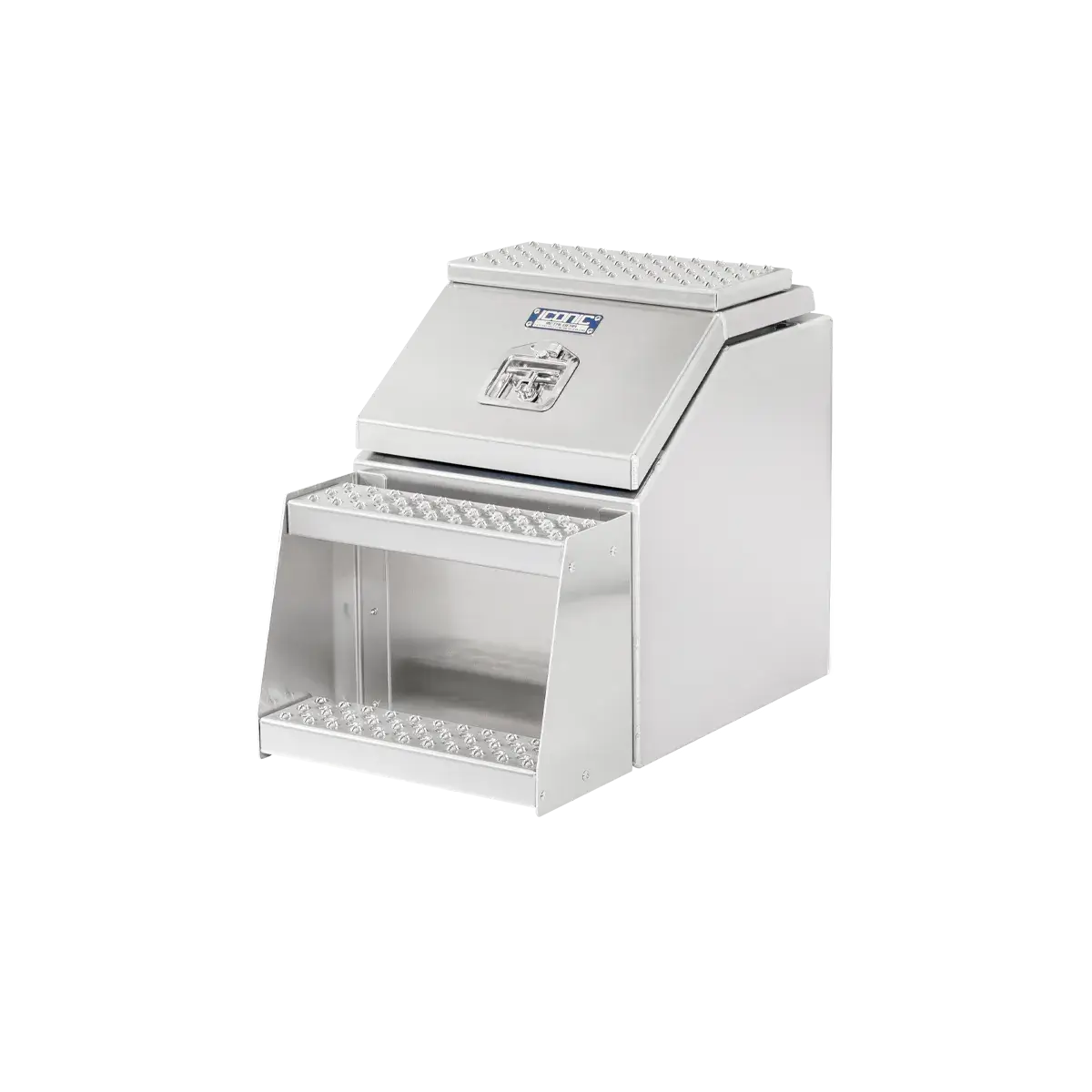 Step Box Boot Box 18" Big Mouth Step Box w/Aluminum Smooth lid *recommended used with P/N 1900 for mounting 18" Width x 24" Height x 29.13" Depth