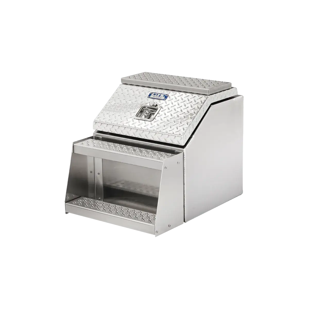 Step Box Boot Box 22" Big Mouth Step Box w/Aluminum Checkerplate lid *recommended used with P/N 1900 for mounting 22" Width x 24" Height x 29.13" Depth