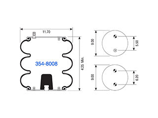 Air Spring 354-8008 Convoluted with Piston 3183