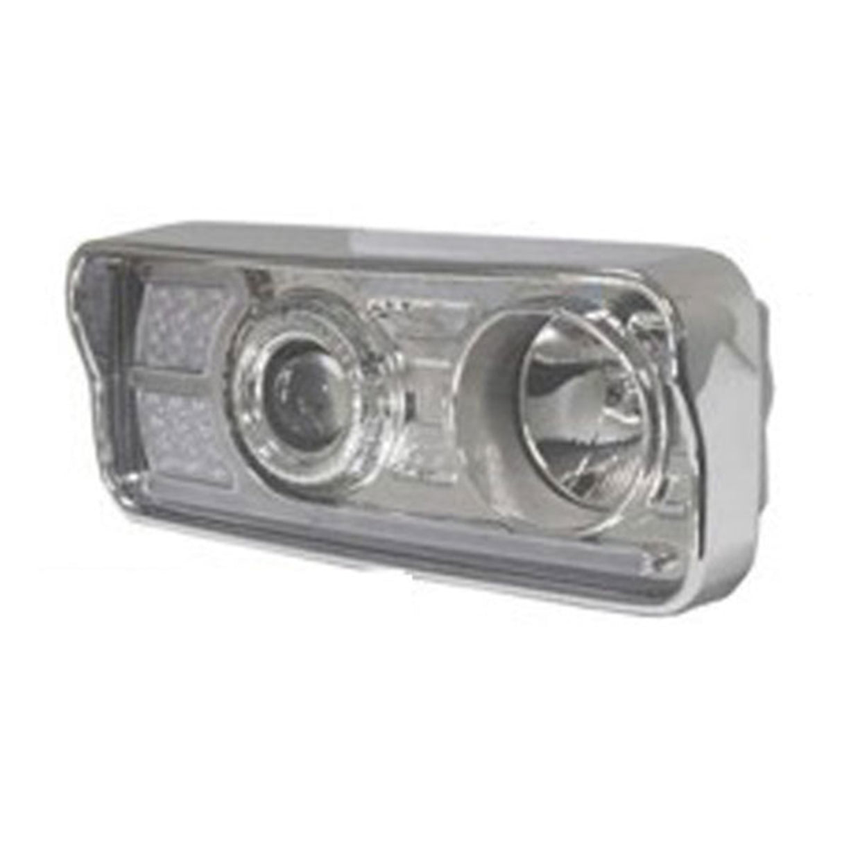 Kenworth W900, T800, T600 Headlight Chrome with White LED Running Bar and Amber LED Turn Signal Passenger Side