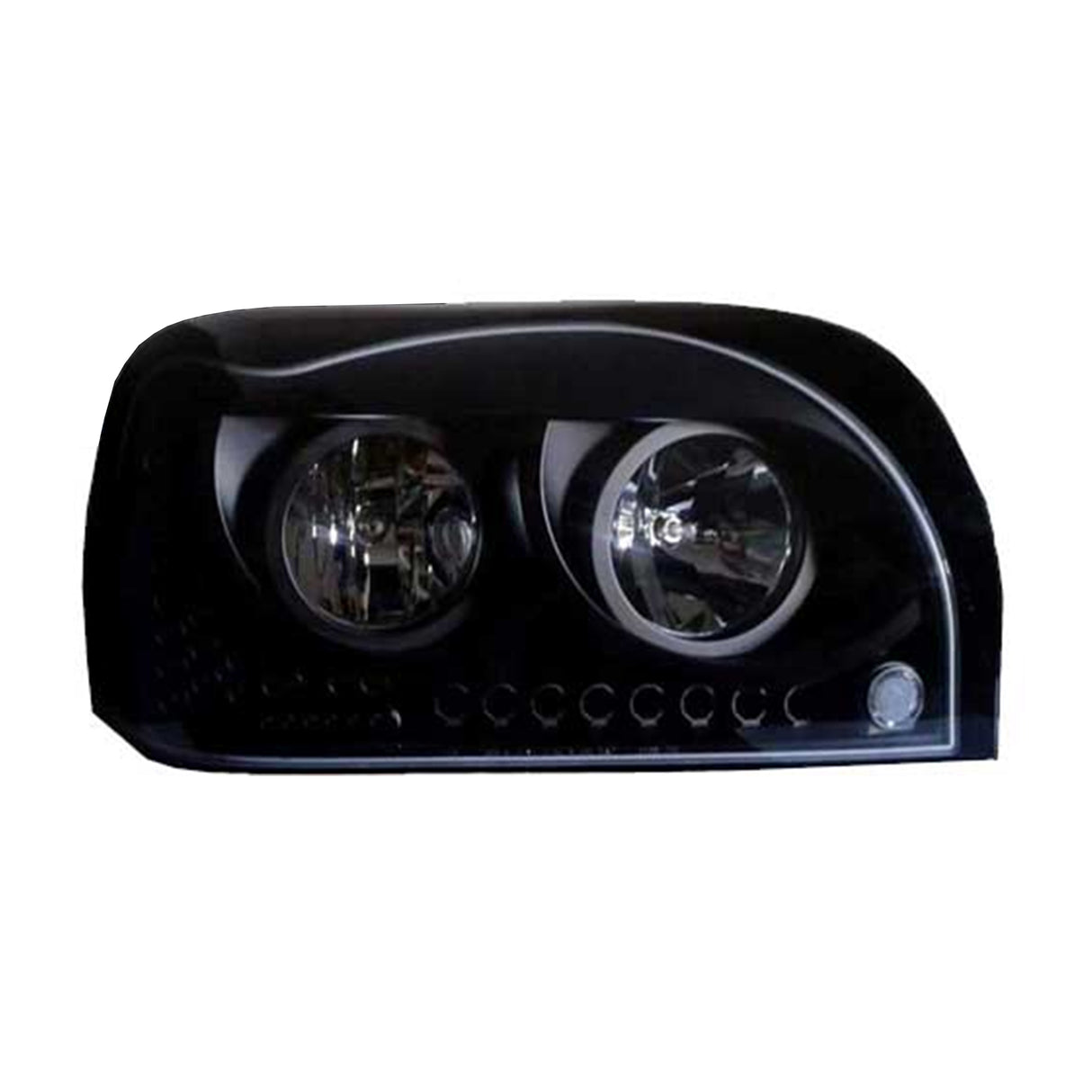 Freightliner Century Headlight Black with Amber LED Daylight, Turn Signal Light Passenger Side