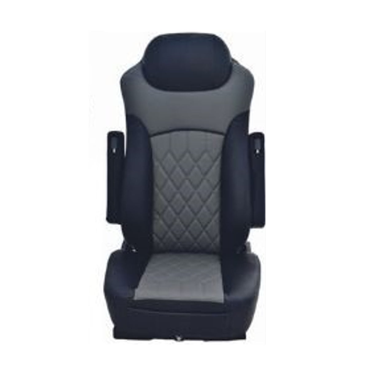 Universal High Back Faux Leather Black and Grey, Dual Recline Levers, Arm Rests, Manual Lumbar Support, Front Pocket 65356