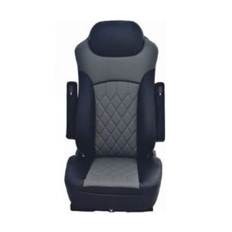 Universal High Back Faux Leather Black and Grey, Dual Recline Levers, Arm Rests, Manual Lumbar Support, Front Pocket 65356