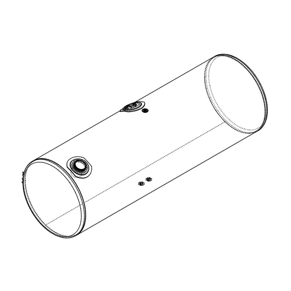 Kenworth Fuel Tank Aluminum 2009 or Older 118 Gallon Passenger Side 24.5"D x 58"L Rear Fill  Polished