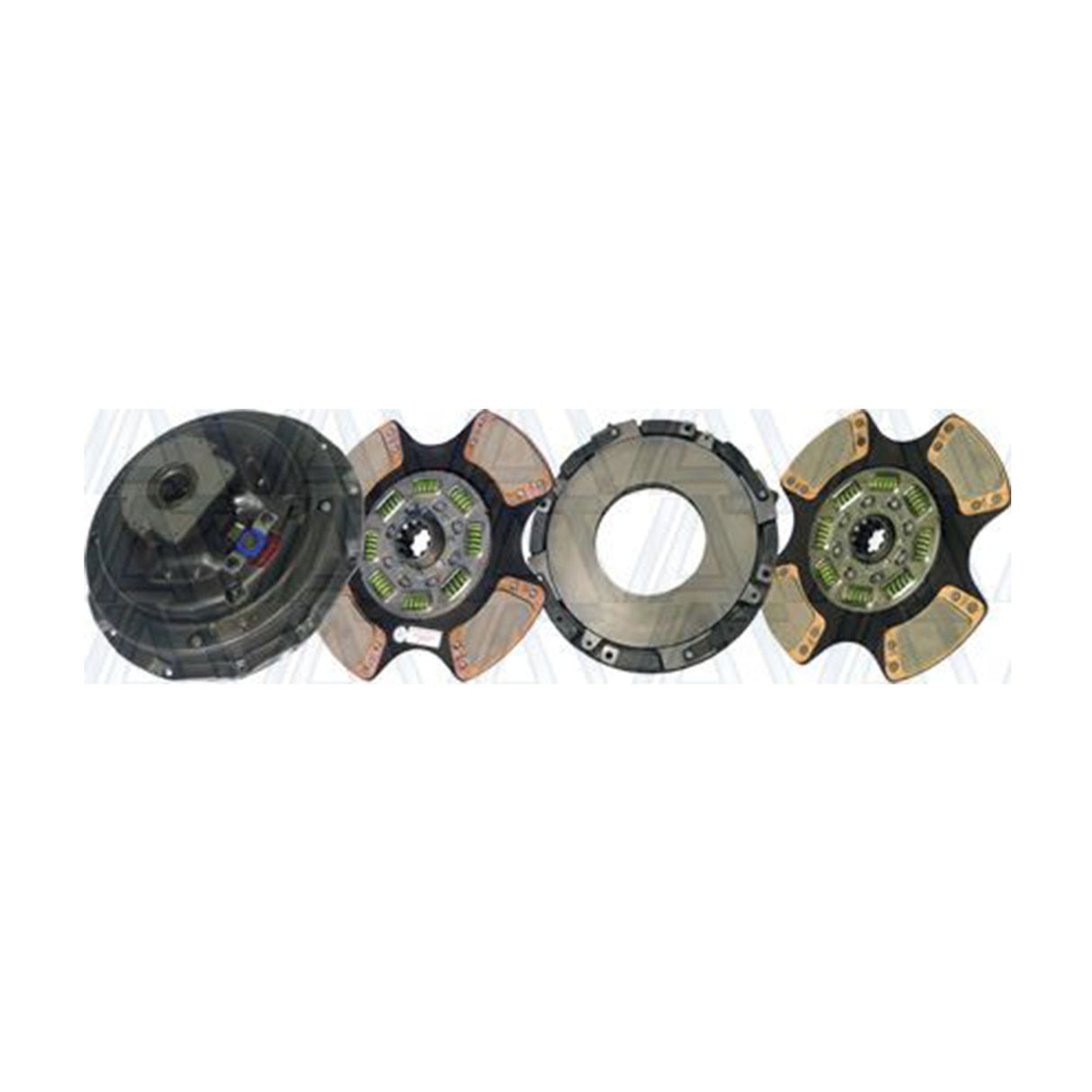 Clutch 14" x 1-3/4" Stamped Steel, Two-Plate, 4-Paddle 8-Spring, 2500 Plate Load 1050 Torque, Includes Positive Separator Pin 107237-24