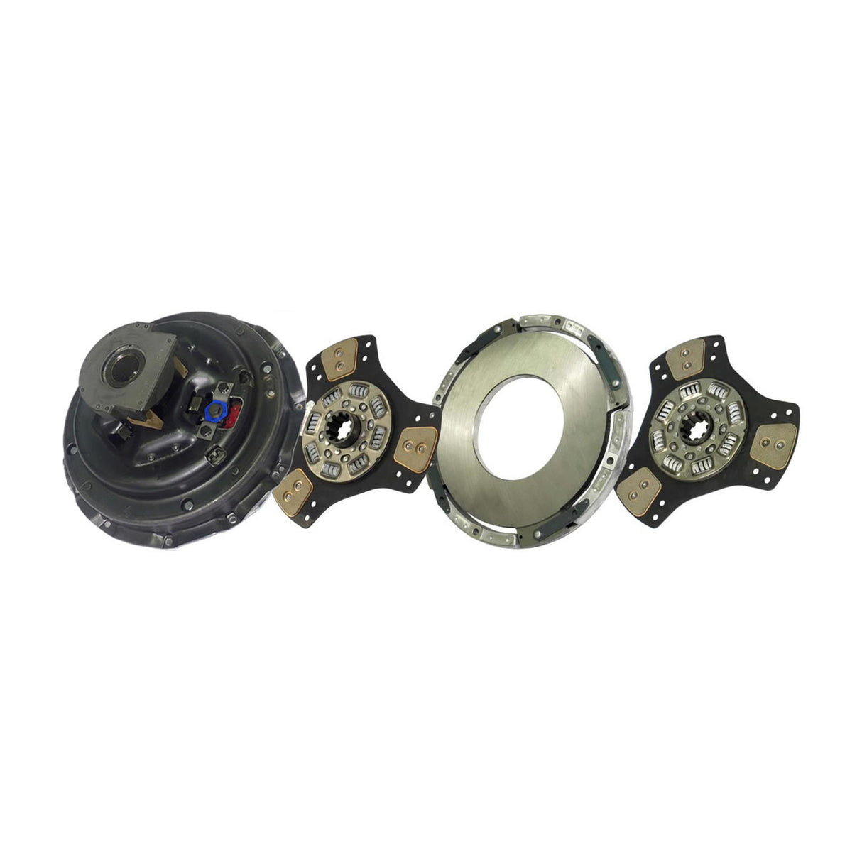 Clutch 14" x 2" Stamped Steel, Two-Plate, 3-Paddle 8-Spring, 2000 Plate Load 900 Torque, Includes Positive Separator Pin 107342-11
