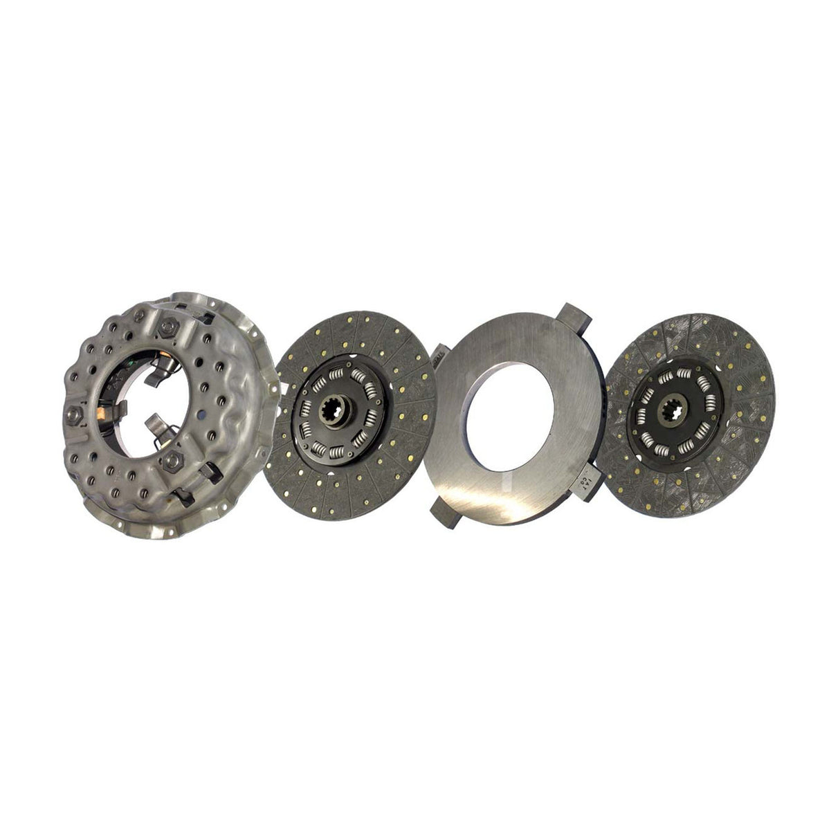 Clutch 14" x 1-1/2" DLB Stamped Steel, Two-Plate, Push-Type, Organic 10-Spring, 2000 Plate Load 550 Torque LP1072-604