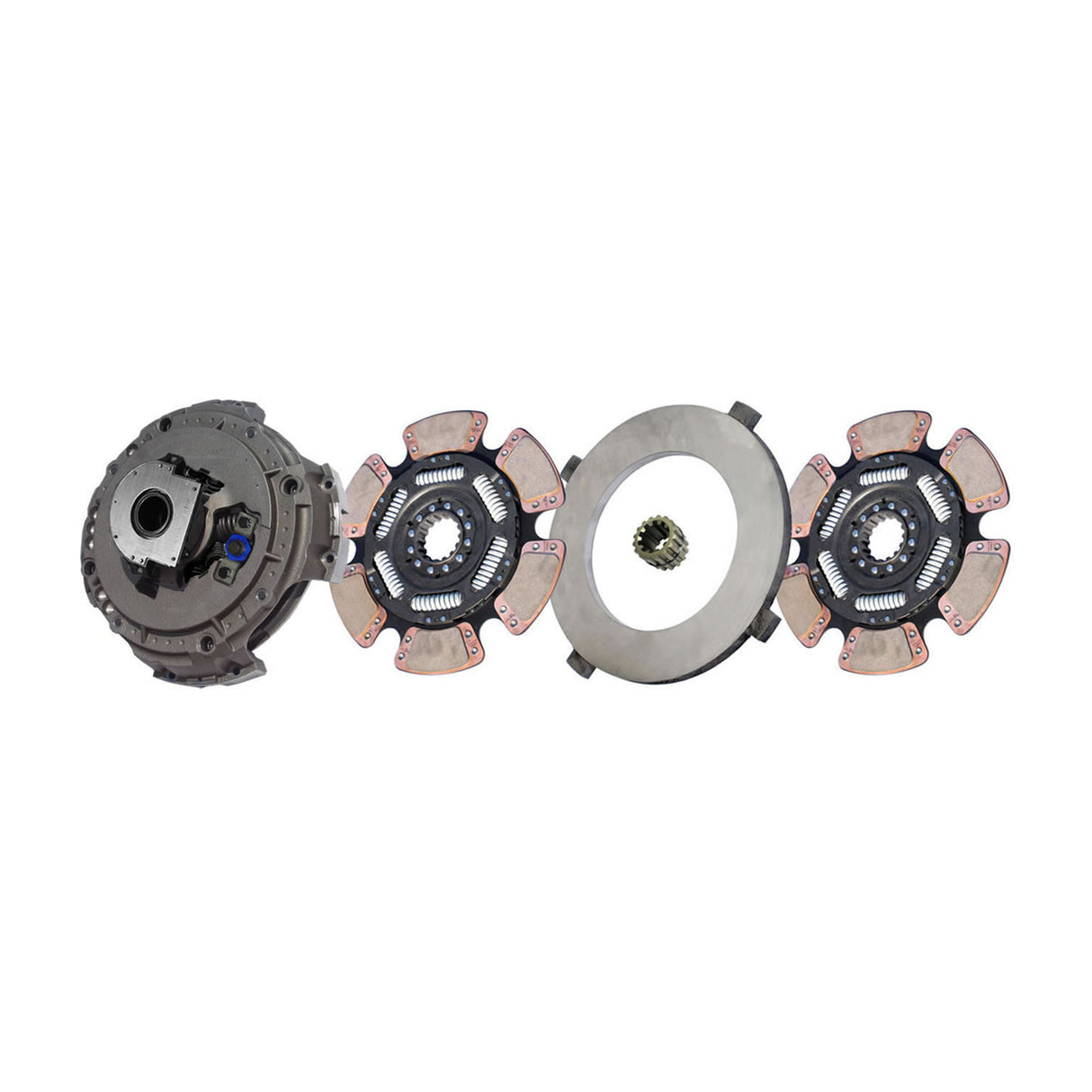 Clutch Easy Effort 15-1/2" x 2", Two-Plate, 6-Paddle 6-Spring, 4800 Plate Load 3000 Torque, Triple-Zerk, Includes Spline Saver