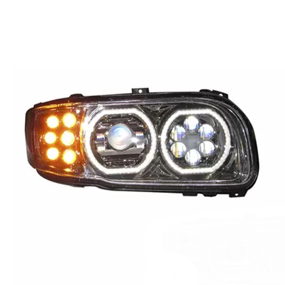 Peterbilt 388, 389 Headlight LED with Halo Rings Chrome 2000 - 2011 Passenger Side P54-612-110, P54-6087R