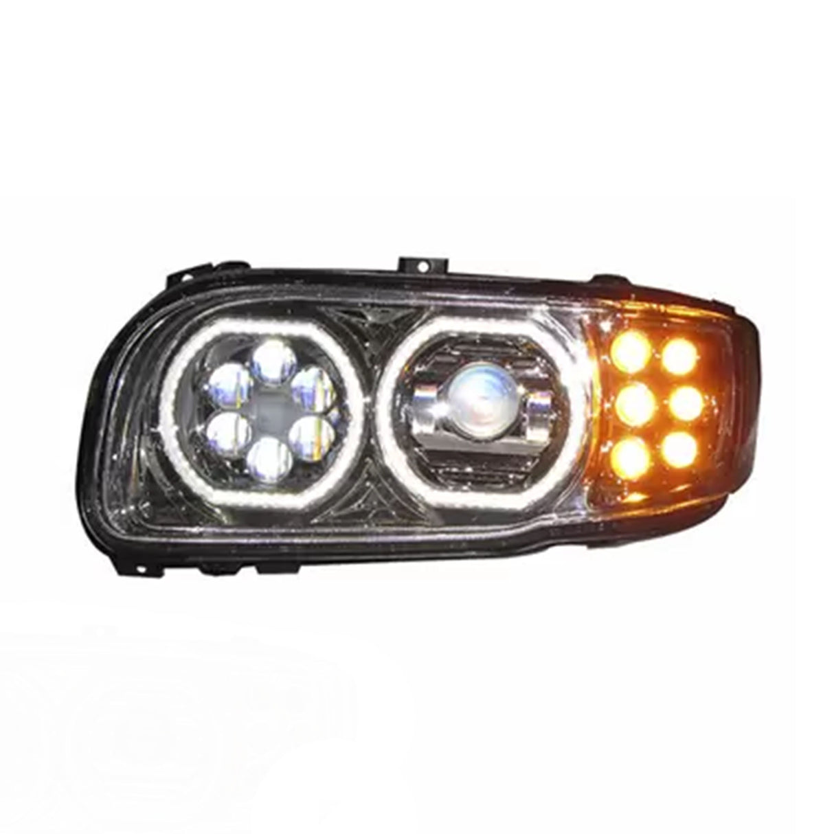 Peterbilt 388, 389 Headlight LED with Halo Rings Chrome Driver Side P54-612-110, P54-6087