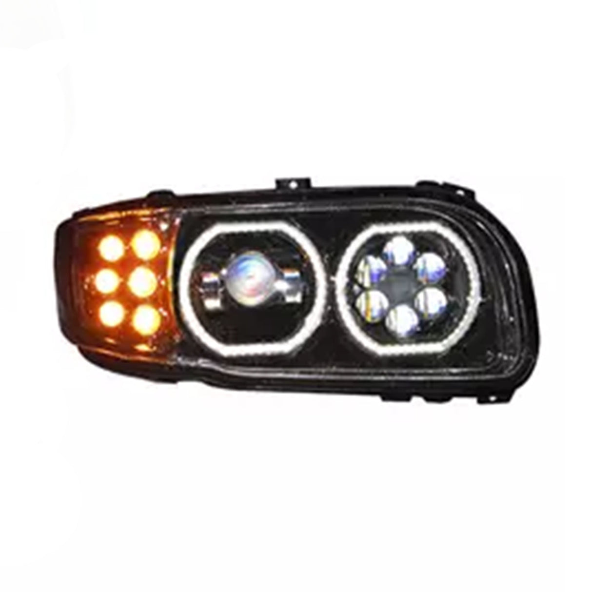 Peterbilt 388, 389 Headlight LED with Halo Rings Black Passenger Side P54-612-110, P54-6087R