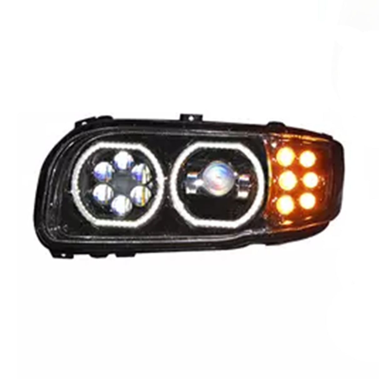 Peterbilt 388, 389 Headlight LED with Halo Rings Black Driver Side P54-612-110, P54-6087