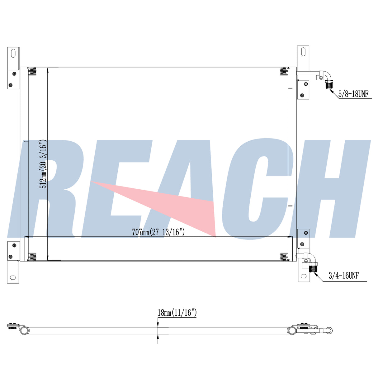 Freightliner Condenser - Freightliner Fla Cab-Over Engine, High Profile 45in X 40in Parallel Flow Condenser 1996-2002 ABP