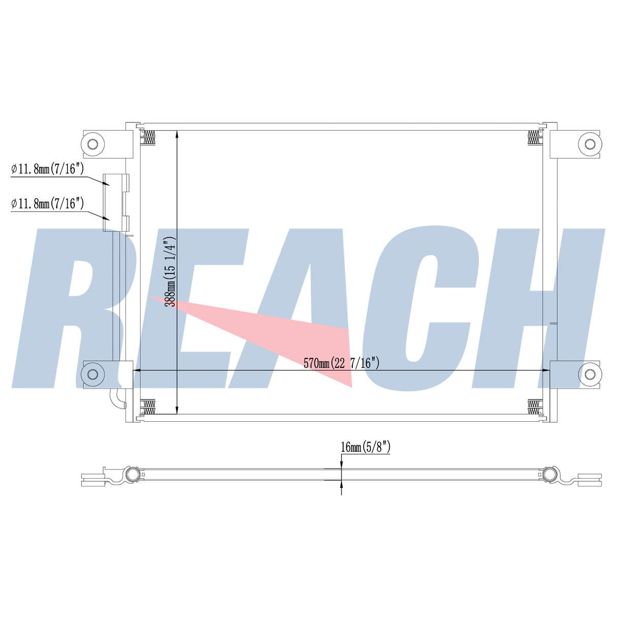 Freightliner B2 / S2 22 7/16in X 15 3/16in Parallel Flow Condenser 2011-2013 VAB1210416