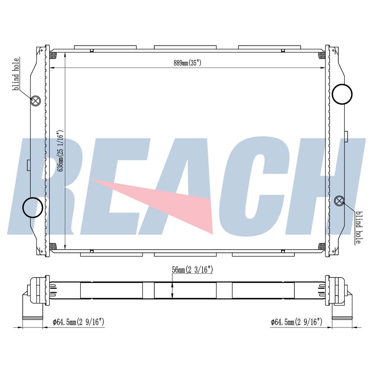 Volvo, Mack Aero-Autocar-Wah-Wg ; Volvo/Wg64 10.8 L6 Radiator 1996-2001 1002390