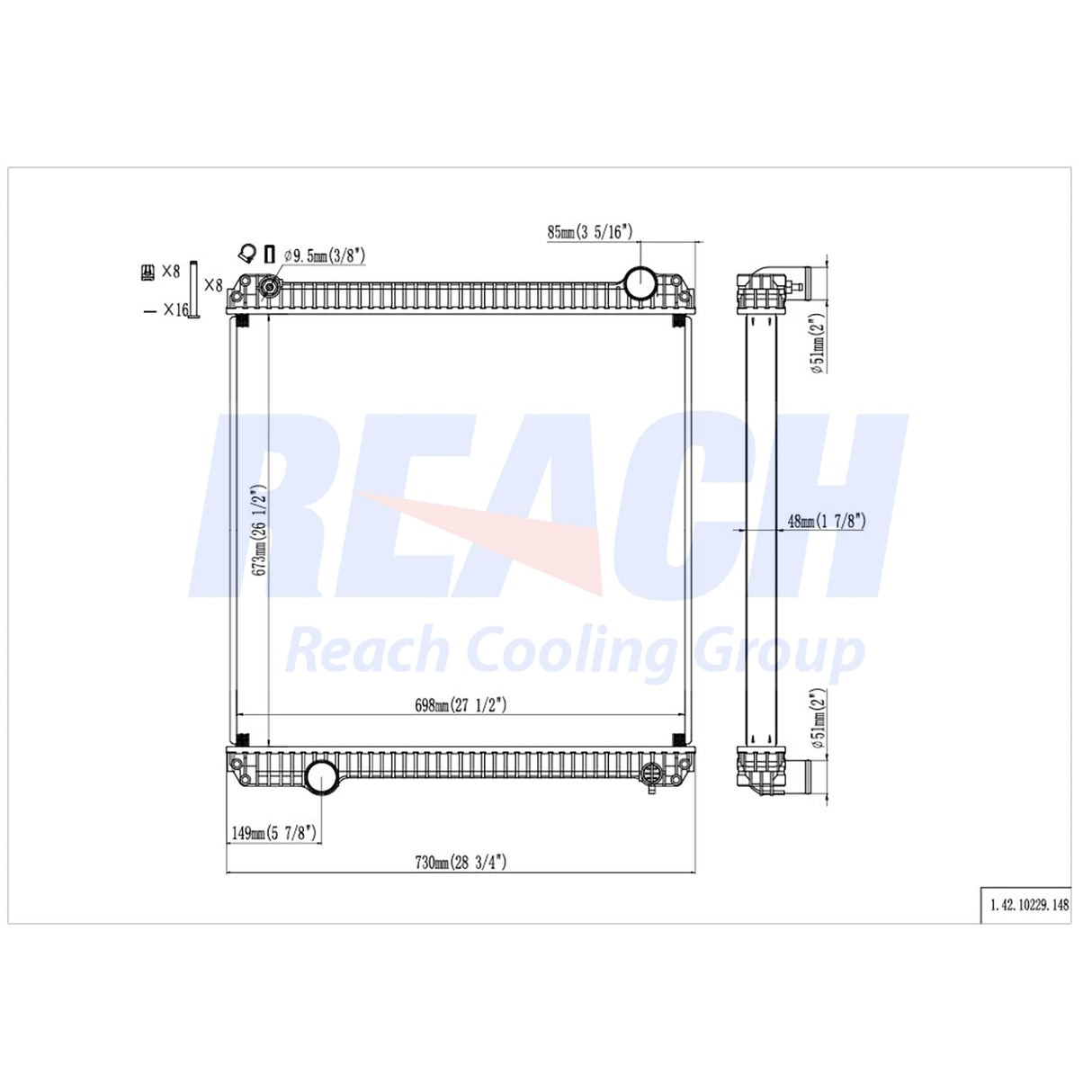 Ford Bb800, Ff800 94 And Up Radiator 081271F