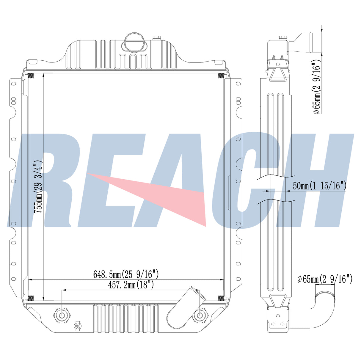 International 4900 7.6 L6, With Oil Cooler Radiator 1994-2002 2000986C93