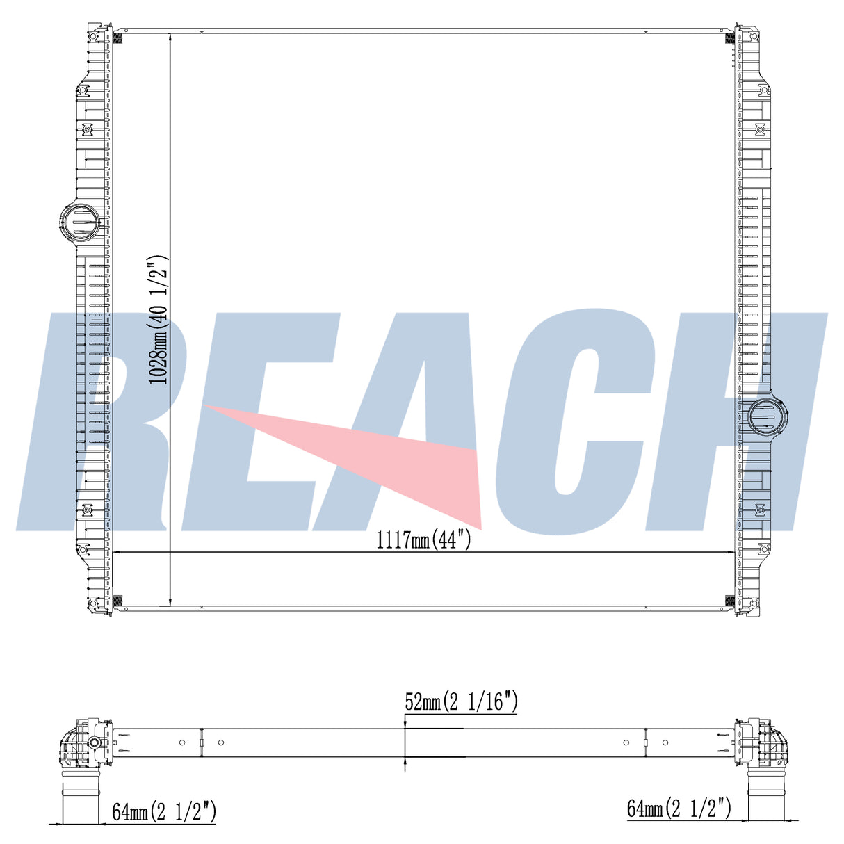 Peterbilt, Kenworth T800 High Hood Radiator P8953001