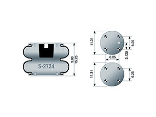 Air Spring S-2734 Rolling Lobe for Hendrickson Applications