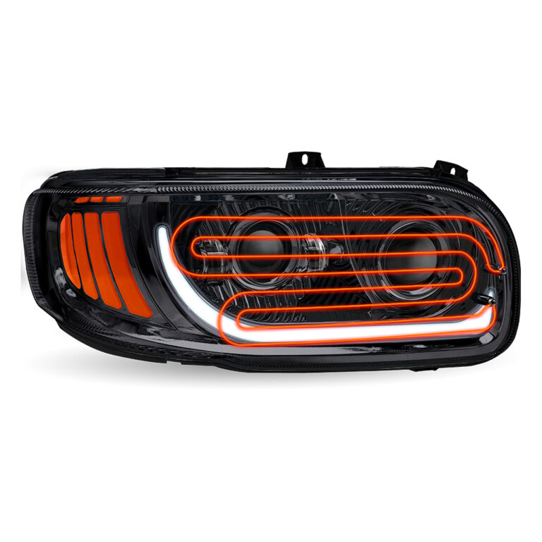 Peterbilt 389 Heated LED Projector Headlight Assembly Black Passenger Side