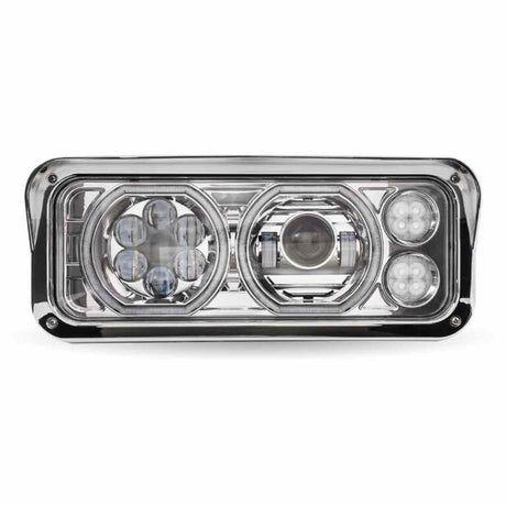 Rectangular Halo LED Projector Headlight Assembly Chrome Driver Side