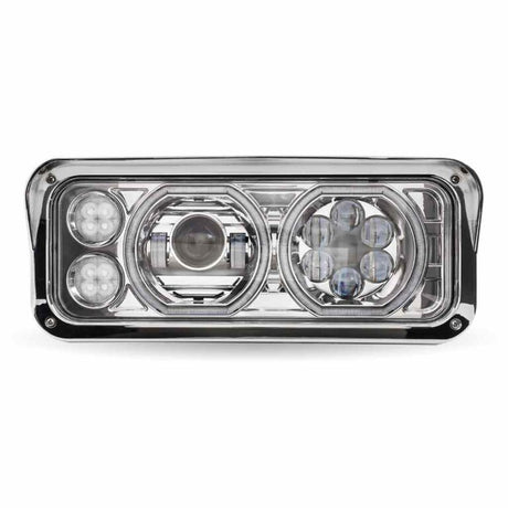 Rectangular Halo LED Projector Headlight Assembly Chrome Passenger Side