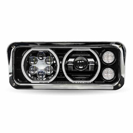 Rectangular Halo LED Projector Headlight Assembly Black Driver Side