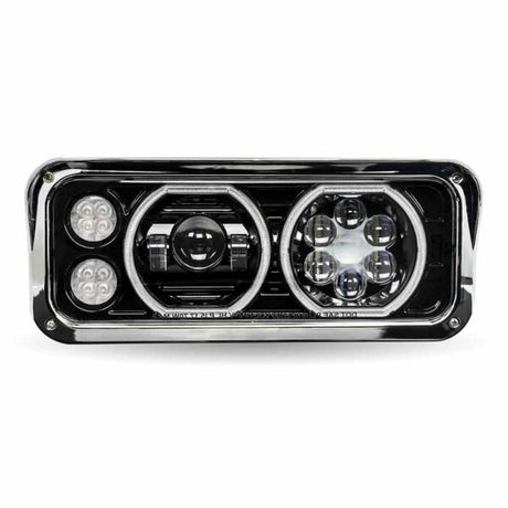 Rectangular Halo LED Projector Headlight Assembly Black Passenger Side