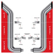 8? Bullhorn Exhaust Kit – 60? Top Stacks, 52? Middle Spools, 90° Elbows (8? to 5? Dia.) Peterbilt 335, 348, 357, 359, 375, 377, 378, 379, 385, 386, 387, 388, 389 1970–2008 Exhaust Kit