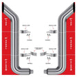 8? Bullhorn Exhaust Kit – 60? Top Stacks, 55? Middle Spools, 90° Elbows (8? to 5? Dia.) Peterbilt 335, 348, 357, 359, 375, 377, 378, 379, 385, 386, 387, 388, 389 1970–2008 Exhaust Kit