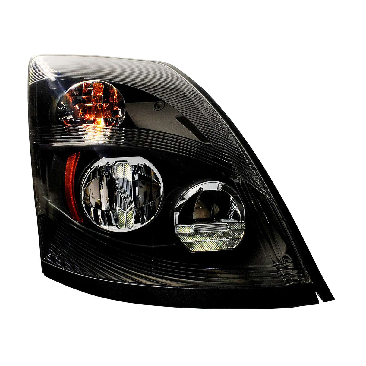 Volvo VNL 2004 - 2017 Head Light LED Assembly Black 12V Design Passenger 27620C4, 22141268