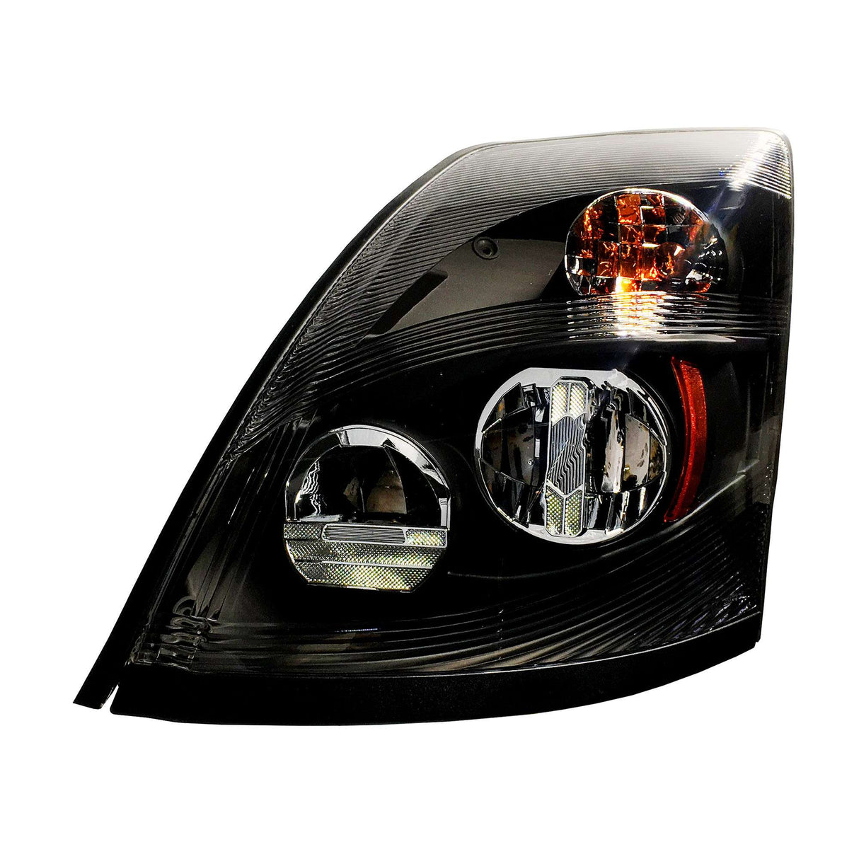 Volvo VNL 2004 - 2017 Head Light LED Assembly Black 12V Design Driver 27621C4, 22141241