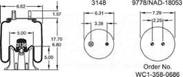 Air Spring - Rolling Lobe 352-5414 1003585414C 1095414 10-95414 1T14C3