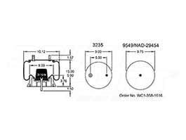 Air Spring - Rolling Lobe 352-8203 1R121094 1R12-1094 1T15M2 2258C1459