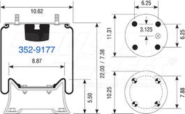 Air Spring - Rolling Lobe 352-9177 1003589177C 1090216 1110517A316 1R14028