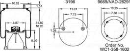 Air Spring - Rolling Lobe 352-9264 1110522A712 1110522S712 1R14127 1R14-127