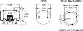Air Spring - Rolling Lobe 352-9302 036514003 036514-003 1R12132 1R12-132