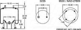 Air Spring - Rolling Lobe 352-9342 07R00005 1R12450 1R12-450 1T15M75