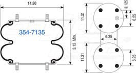 Suspension - Convoluted Air Spring 354-7135 1003587135C 21C 2B14360 2B14-360