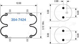 Suspension - Convoluted Air Spring 354-7424 1003587424C 1090215 22D 2B12300