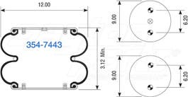 Suspension - Convoluted Air Spring 354-7443 1003587443C 1218 22D15 22D1.5