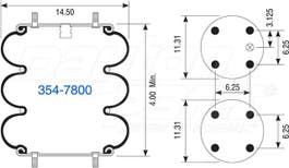 Suspension - Convoluted Air Spring 354-7800 1003587800C 313D 3B14360 3B14-360