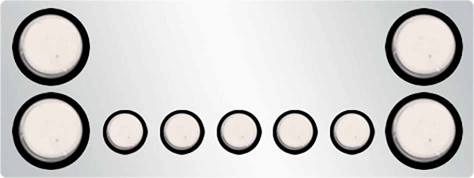 REAR FRAME FILLER - 4 - 4" RD / 5 - 2" RD - LEDS - CLEAR LENS