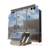 Cab Rack Enclosed with 3 Doors, 2 T-Handles each Aluminum 2 Chain Hangers, 1 Shelf x 78” Width x 68" Height x 18" Depth