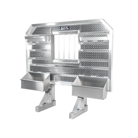 Cab Rack 76" Wide Std. Flat Headache Rack x 68" High, w/Jail Bar Window, Split Trays & (2) Chain hangers 76" Width x 68" Height