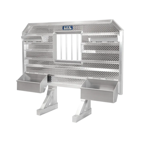 Cab Rack 86" Wide Std. Flat Headache Rack x 68" High, w/ Jail Bar Window, Split Trays & (2) Chain Hangers 86" Width x 68" Height