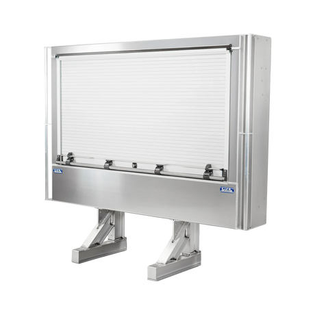 Cab Rack Roll-Up Headache Rack, Smooth Aluminum w/ (2) Chain Hangers, Dividers & Premium Locking Door 78" Width x 68" Height x 12" Depth